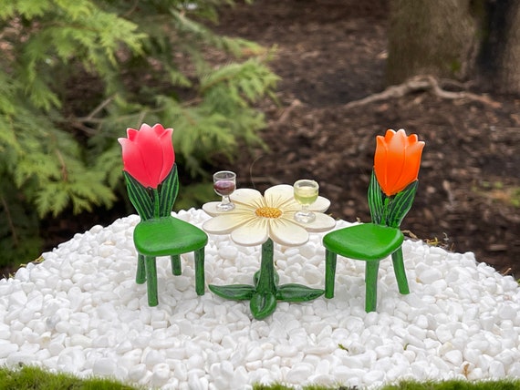 Miniature Petal Glow Flowers, 3 Piece Set for Miniature Garden, Fairy Garden, Blue