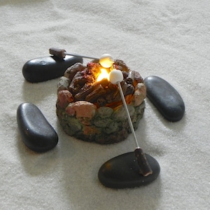 Fairy Garden Fire Pit accessories firepit with LED tea light flickering 'flame' miniature fire pit