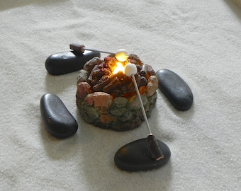 Fairy Garden Fire Pit accessories firepit with LED tea light flickering 'flame' miniature fire pit