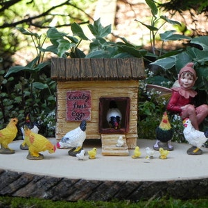 Miniature Chicken Coop fairy garden, fairy accessories miniature accessory, farm miniatures, chickens chicks roosters, barnyard miniature