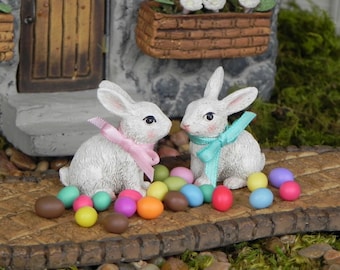 Fairy Garden Easter Bunny, miniature Easter eggs, miniature garden accessories, fairy garden accessories, Easter fairy garden, mini rabbit