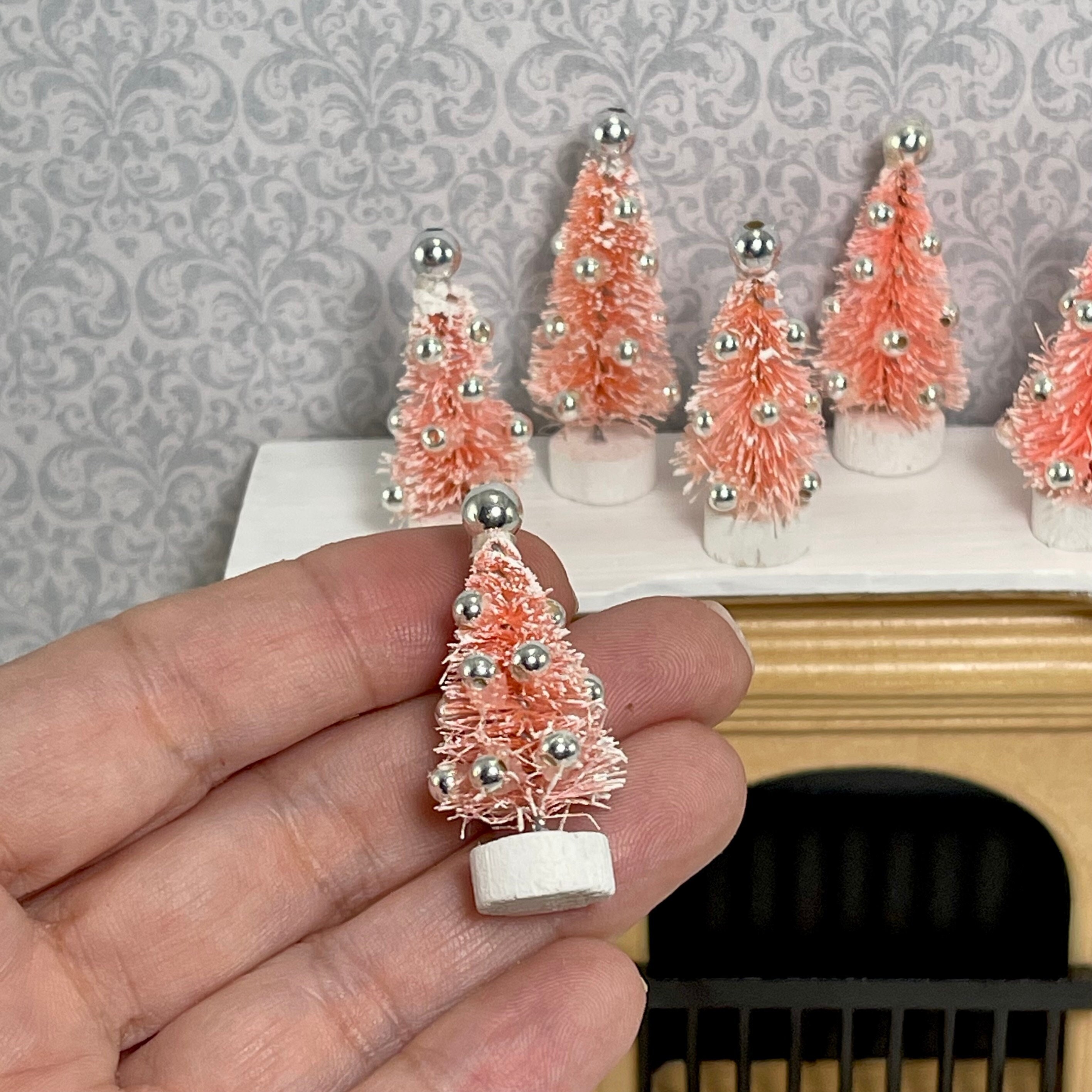 Miniature Christmas Tree, Tiny Christmas, Fairy Garden Accessories Supply,  Sisal Bottle Brush Vintage Style Tree, Dollhouse Decorations 
