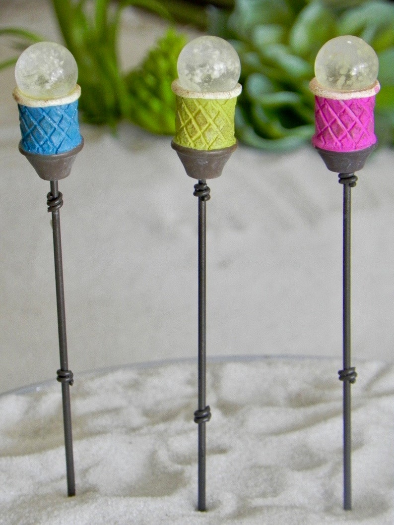 Miniature Tiki Torch Set of 3 Beach Garden Minis Fairy Etsy