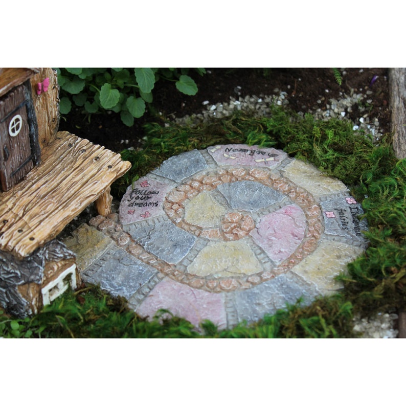 Miniature Dollhouse FAIRY GARDEN ~ Mini Resin Wood Stone & Flower Path Walkway 