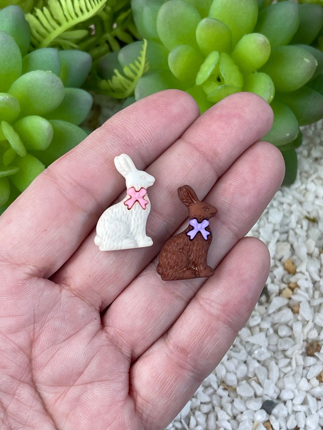 Miniature Easter Chocolate Bunny Button Made of Acrylic, Fairy Garden ...