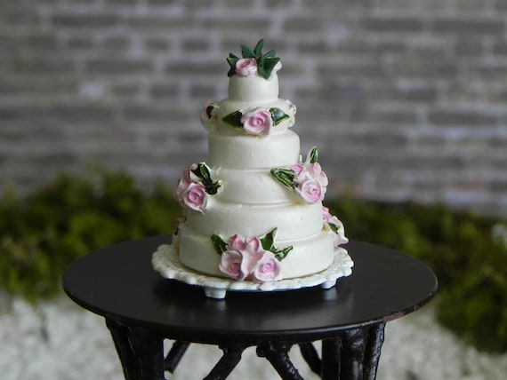 Miniature Wedding Cake, fairy garden accessories, fairy garden miniatures,  mini cake, dollhouse miniature, NON-EDIBLE, made of resin