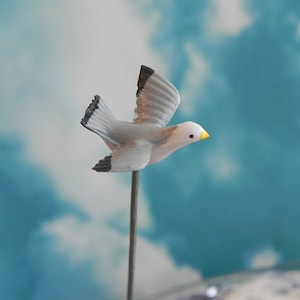 Miniature Seagull Handcrafted Terrarium Accessories, Fairy Garden Accessory, beach fairy garden, beach cake topper, Bird, flying sea gull