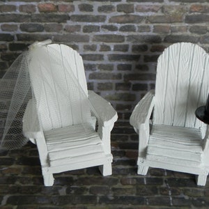 Miniature veil, top hat, mini Adirondack Chair, miniature cake topper, fairy garden accessories