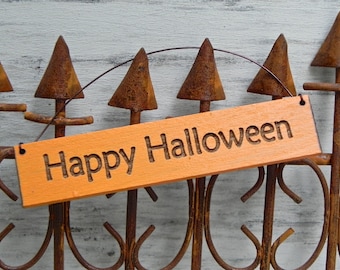 Miniature Fairy Garden Halloween Sign, fairy accessories, hanging sign, accessory for fairy garden Happy Halloween sign handcrafted