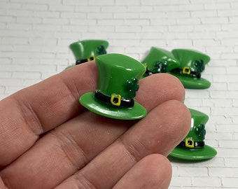 St Patrick's Day Hat Cabochon, 24mm X 25mm, Miniature Leprechaun Hat Flat Back, Scrapbooking Supplies, Craft Supply, Resin Hat