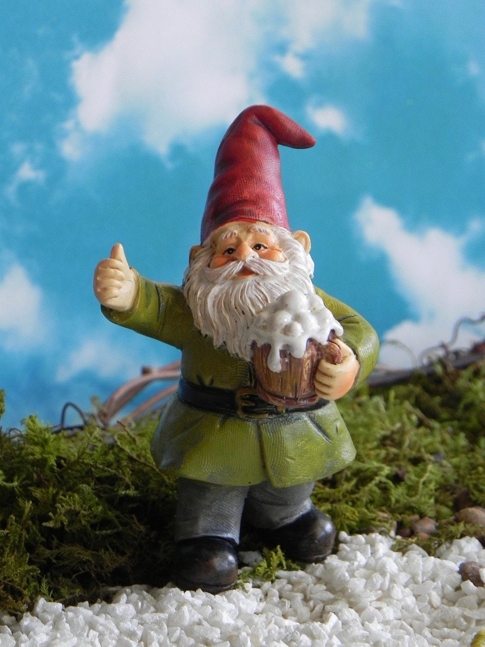 Miniature Gnome Fairy Garden Accessories - Cheers Beer - Fairy