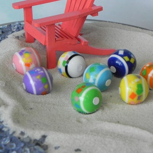 Miniature Beach Ball ONE, mini coastal garden accessories, fairy garden miniatures, wedding decor cake topper, beach terrarium supply