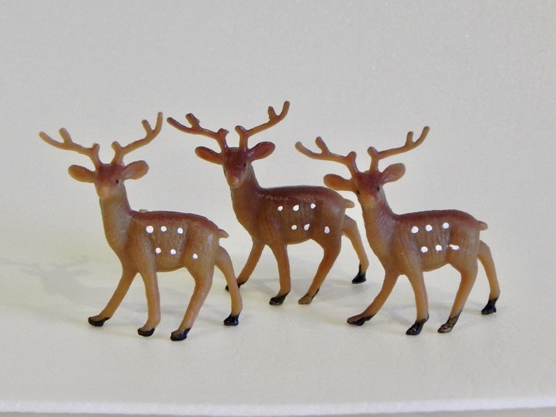 Miniature Deer Reindeer Plastic Deer Figurines Christmas Etsy