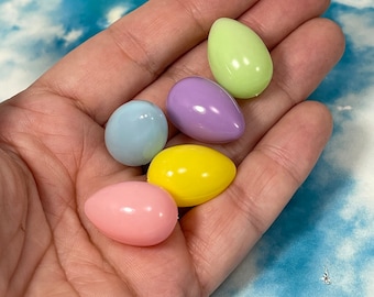 Miniature Easter Eggs 7/8" Hollow Soft Plastic Egg, craft supply supplies, small eggs, colorful mini, Easter Miniatures, set of 5, 10, or 25