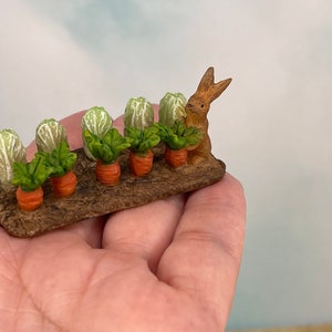 Mini Bunny Rabbit Fairy Garden Accessory Cabbage Carrot Patch Dollhouse Decor Mini Bunny Rabbit Fairy Garden Accessory Cabbage Carrot Patch Dollhouse Decor