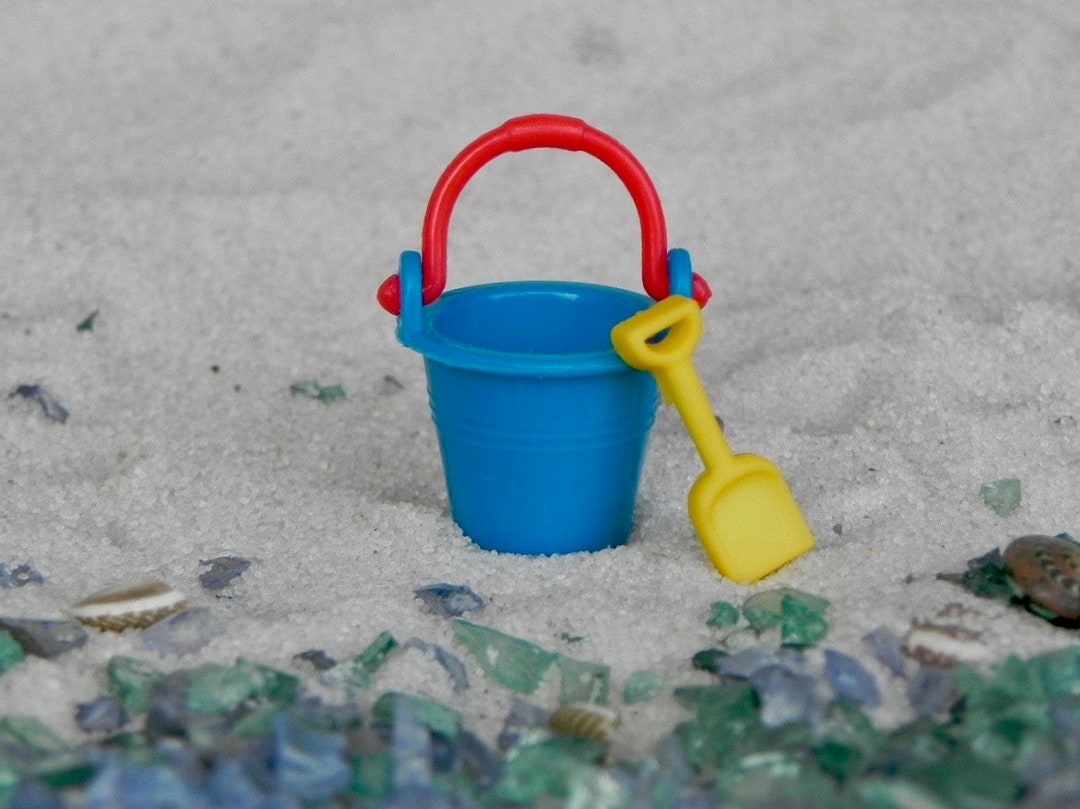 Miniature Beach Bucket Spade Shovel, Fairy Garden Accessories, Mini