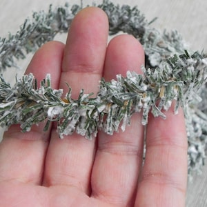 Artificial Pine Garland, Christmas craft supplies, DIY, mini greenery garland, snowy pine wired garland, Christmas miniatures