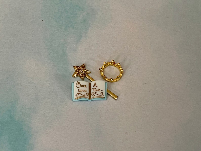 Once Upon A Time Book, miniatures for fairy garden, miniature wand, mini crown, fairy tale book, mini magic wand, fairy princess accessories image 5