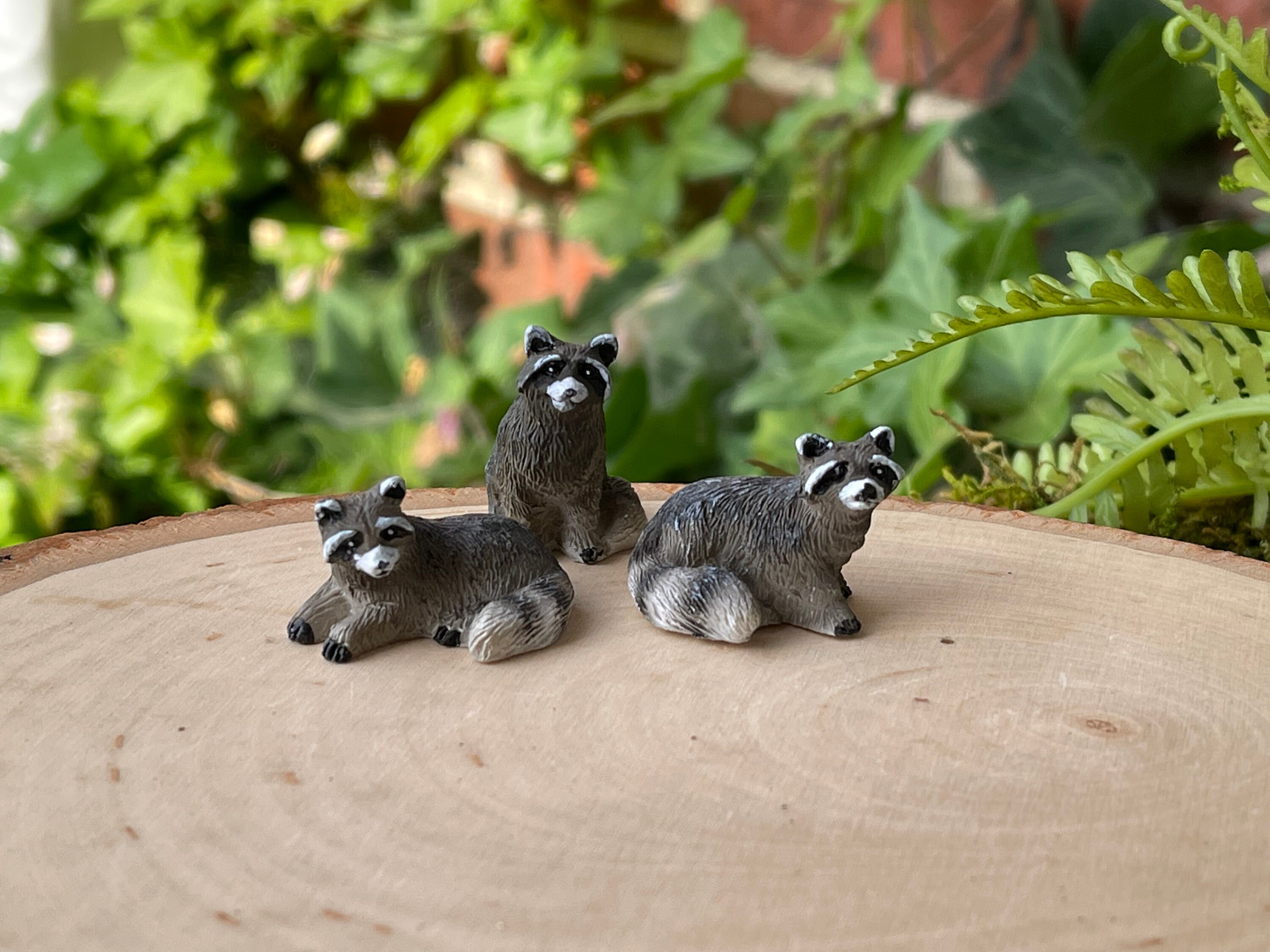 Mini Raccoon Miniature Raccoons SET of 3, Miniature Raccoon, Fairy Garden Animals ...