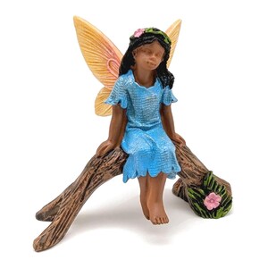 Fairy African American, Quiet Time, Terrarium accessory, Miniature Figure, Mini Garden Decor, Gift for Girl, Cute Little Figurine Diorama image 1