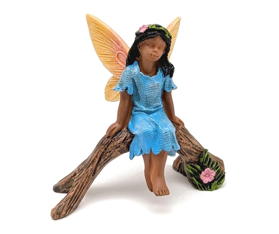 Fairy African American, Quiet Time, Terrarium accessory, Miniature Figure, Mini Garden Decor, Gift for Girl, Cute Little Figurine Diorama