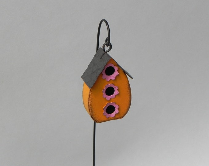 Miniature Birdhouse Fairy Garden Accessories, Includes Handcrafted Wire