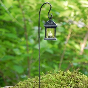 Fairy Garden Miniatures Lantern, HANDMADE, shepherd's hook, round or square, fairy garden accessories image 3