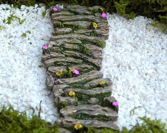 Fairy Garden Pathway, stone and wood look flower, miniature walkway, path for fairy cottage, fairy garden accessories