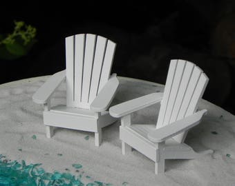 Miniature Adirondack Chair, chairs fit on 6" wedding cake top, Handcrafted wooden fantail, white or natural, topper, beach garden supply