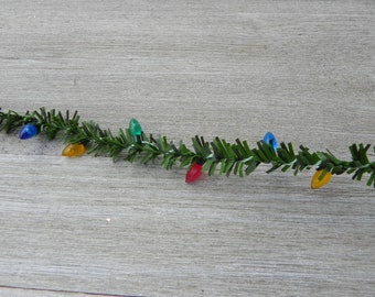 Miniature Christmas Garland, Artificial Pine Wired Roping With...