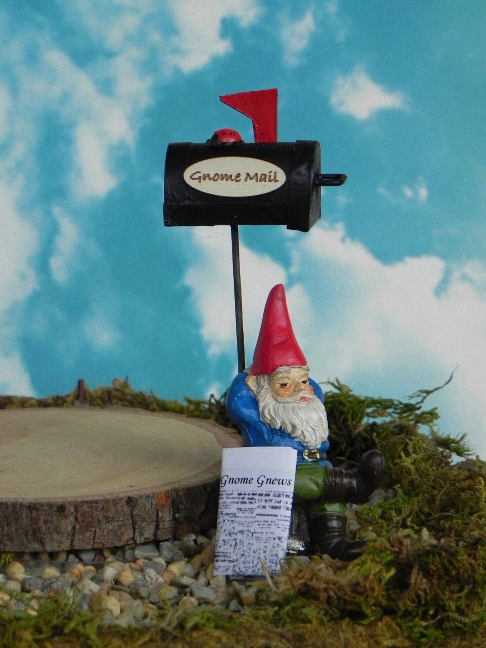 Miniature Gnome Mailbox Gnome Gnews Paper Miniature Sleeping Etsy