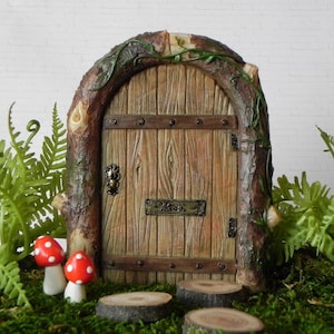 Fairy Door Miniature outdoor resin fairy door, mystical fairy door, miniature mushrooms, miniature wood stepping stones,  mini accessories