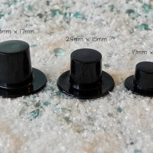 Miniature Top Hat 28mm, 24mm, 19mm, 3 sizes, Christmas Crafts Snowman Accessory, plastic, dollhouse minis, fairy garden accessories supplies