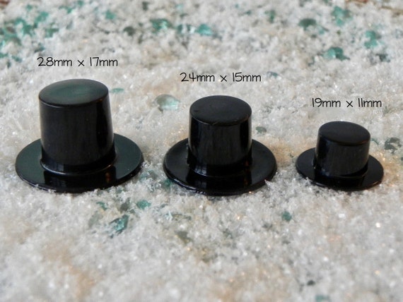 Miniature Top Hat 28mm, 24mm, 19mm, 3 Sizes, Christmas Crafts Snowman  Accessory, Plastic, Dollhouse Minis, Fairy Garden Accessories Supplies 