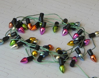 Miniature Christmas Lights, metallic bulb, strand, non electric, fairy garden  accessories, diorama, craft supply, Christmas miniatures