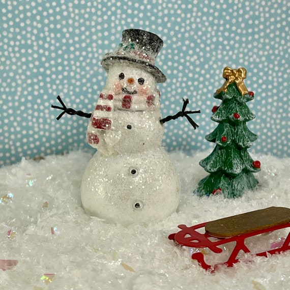 Miniature Snowman, Dollhouse Front Porch Mini, Decoration