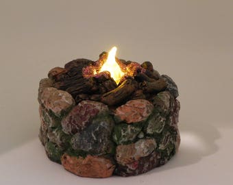 Fairy Garden Fire Pit, LED battery operated light up, miniature garden accessory, mini garden accessories, Gnome campground Elf Prop firepit