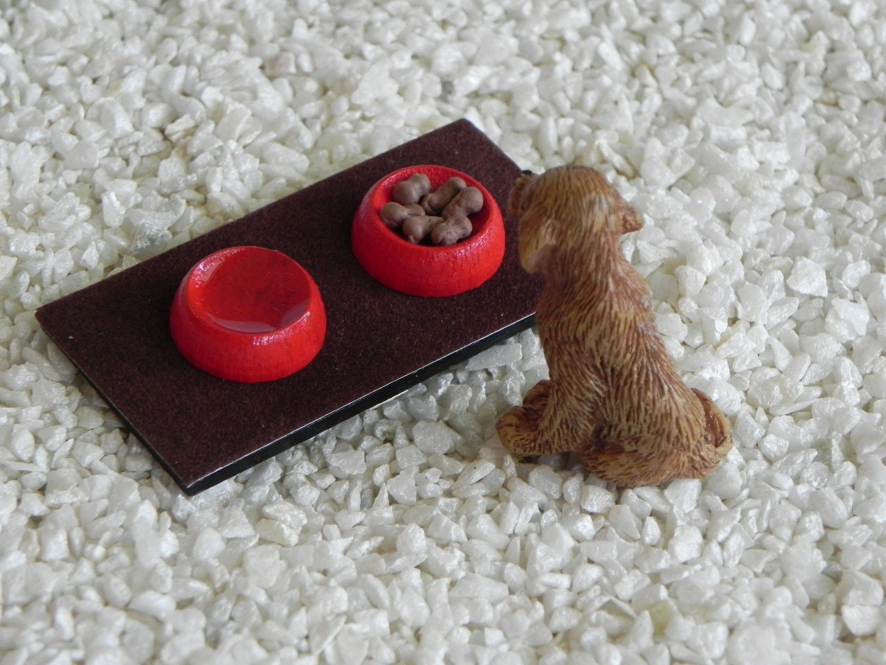 Miniature Dog Food Bowl, Water Bowl, Dollhouse Miniatures, Fairy Garden  Accessories, Dog Toy Tug of War Pull Toy, Mini Dog Toys, Brown Puppy 