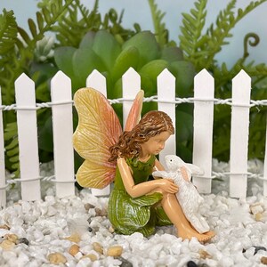 ONE Fairy Figurine, Fairy With Bunny, Fairy With Rabbit, Miniature ...