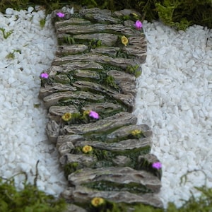 Fairy Garden Pathway, stone and wood look flower, miniature walkway, path for fairy cottage, fairy garden accessories