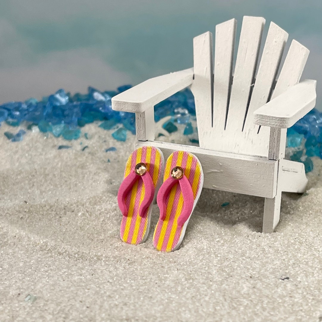 Miniature Flip Flops, Miniature Handcrafted Adirondack Chair, Beach