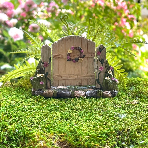 Miniature Fairy Garden Gate, Opens and Closes, Miniature Fairy Figurine with Birds, fairy garden accessories, fairy garden  miniatures