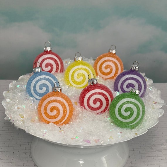 8 Assorted Candy Swirl Ornaments, Small Tree Ornaments, Faux Candy, Fake  Candy Ornaments, Holiday Christmas Craft Supplies 