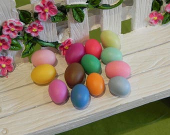 Miniature Easter Eggs 1:6, assorted colors, 5, 10 or 20 polymer clay, fairy garden accessories, dollhouse mini, sparkle iridescent shred