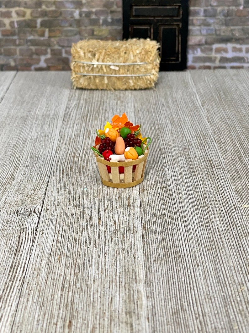 Miniature Harvest Basket Fall Miniatures Mini Bushel Basket Etsy