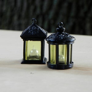 Fairy Garden Miniatures Lantern, HANDMADE, shepherd's hook, round or square, fairy garden accessories image 5