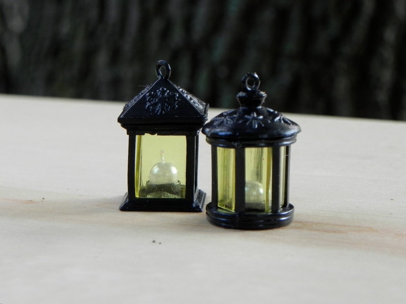 Fairy Garden Miniatures Lantern, HANDMADE, shepherd's hook, round or square, fairy garden accessories image 5