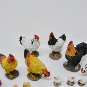 Miniature Chickens, micro mini chicks, rooster, hens, fairy garden farm miniatures, accessories for mini garden, SOLD SEPARATELY image 4