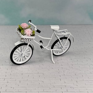 Miniature Bike Bicycle, Fairy Garden Bike, Fairy Garden Accessories, Miniature Bicycle, Dollhouse Miniatures, Dollhouse Bike, White Bike