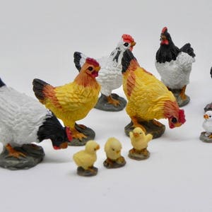 Miniature Chickens, micro mini chicks, rooster, hens, fairy garden farm miniatures, accessories for mini garden, SOLD SEPARATELY image 3